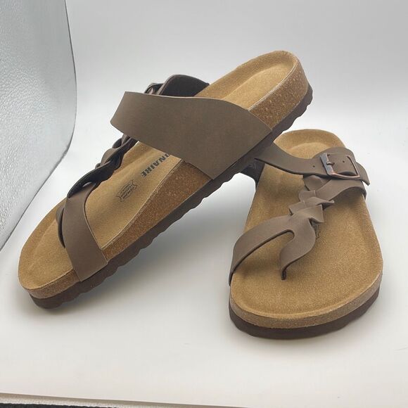 CUSHIONAIRE Women's Cork footbed Sandal SIZE 7.5 WIDE BROWN - Picture 5 of 7